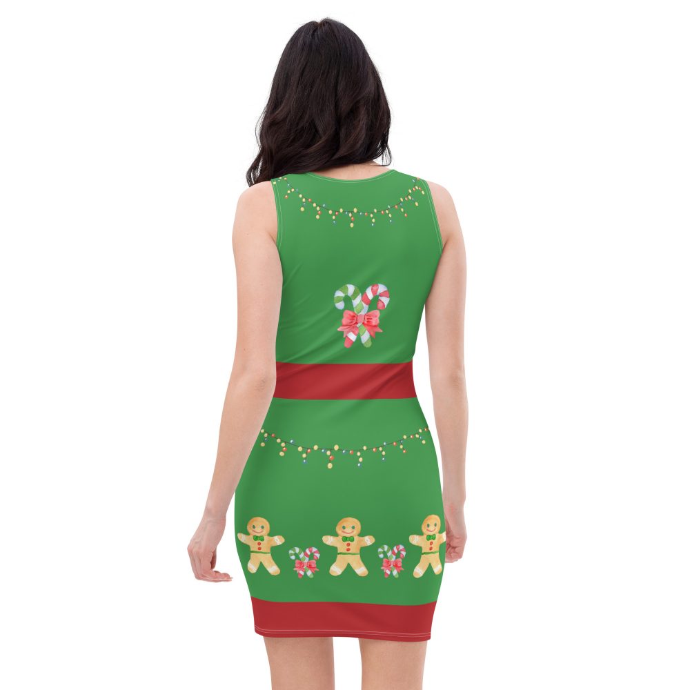 Christmas Dress Gingerbread Candy Cane Fitted Bodycon Dress - Image 4