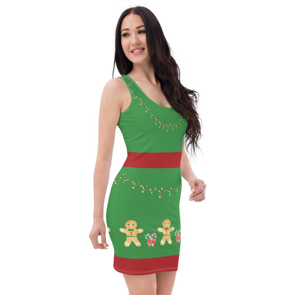 Christmas Dress Gingerbread Candy Cane Fitted Bodycon Dress - Image 6