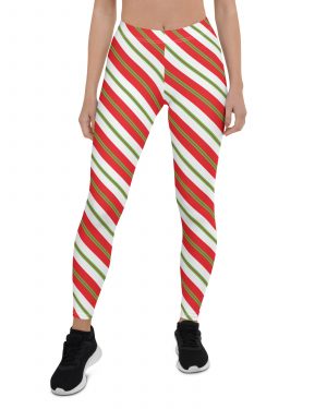 Christmas Leggings Candy Cane Striped Leggings