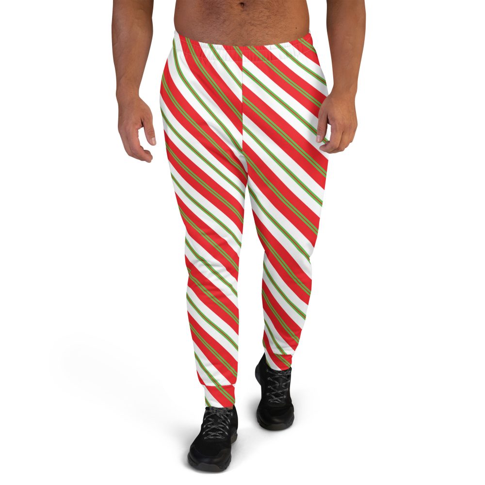 Christmas Sweatpants Candy Cane Striped Men's Joggers