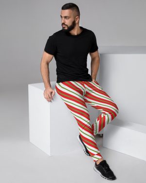 Christmas Sweatpants Candy Cane Striped Men’s Joggers