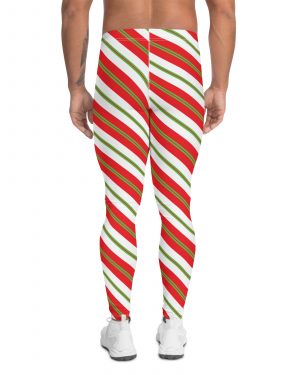 Christmas Leggings Candy Cane Striped Men’s Leggings