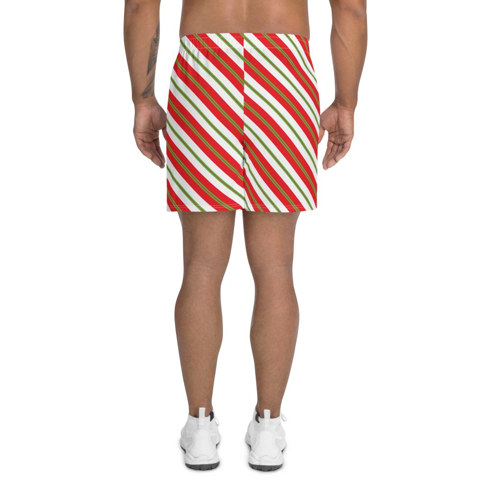 Christmas Shorts Candy Cane Striped Men's Athletic Shorts - Image 6