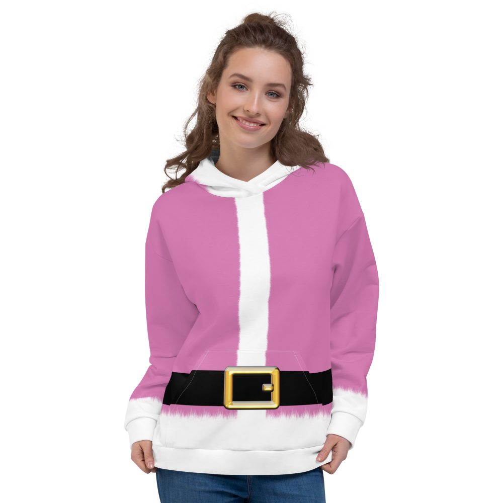 Pink Santa Claus Christmas Costume Unisex Hoodie - Image 4