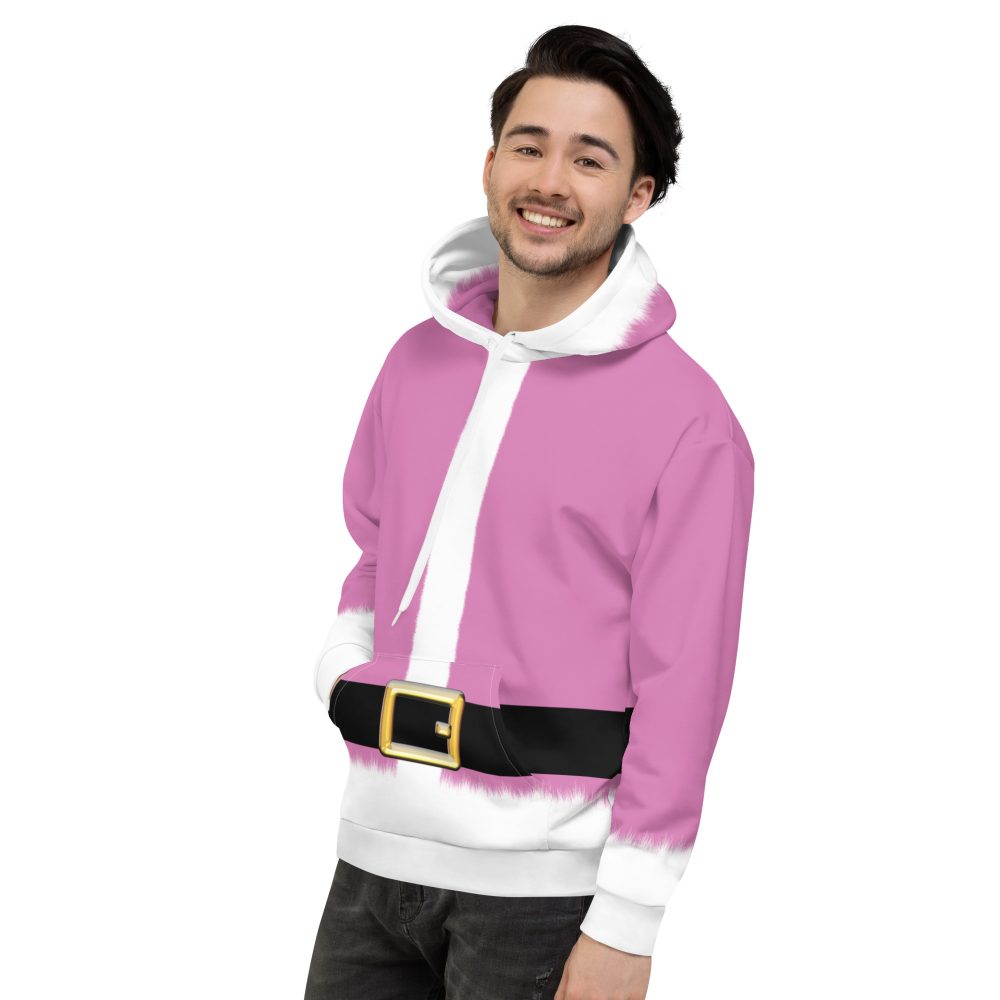 Pink Santa Claus Christmas Costume Unisex Hoodie - Image 6