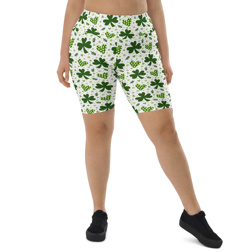 St Patrick's Day Irish Shamrock Clover Bike Shorts - Image 6