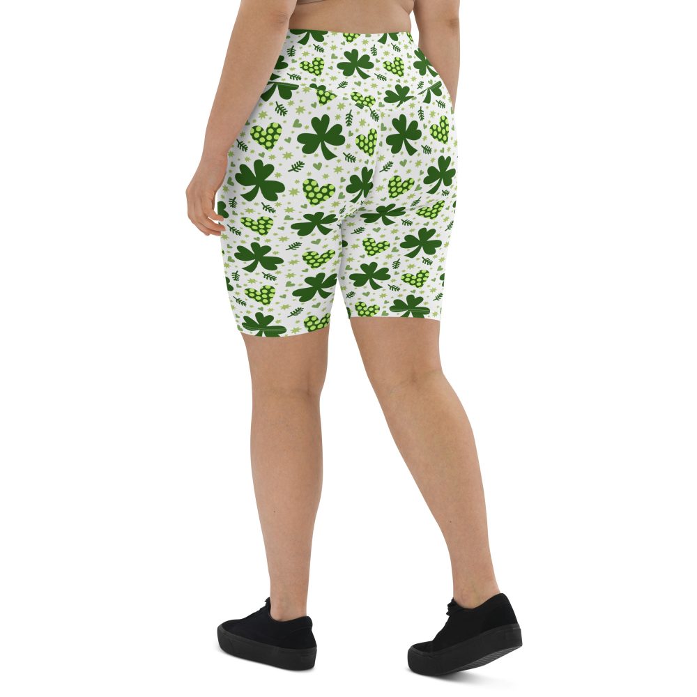 St Patrick's Day Irish Shamrock Clover Bike Shorts - Image 4