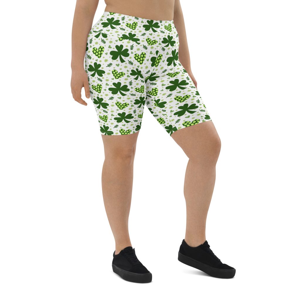 St Patrick's Day Irish Shamrock Clover Bike Shorts - Image 2