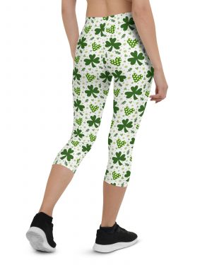 St Patrick’s Day Irish Shamrock Clover Capri Leggings