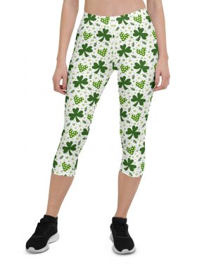 St Patrick’s Day Irish Shamrock Clover Capri Leggings