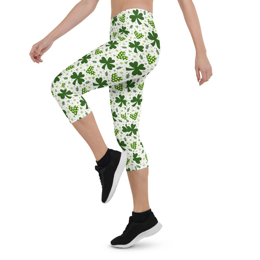 St Patrick's Day Irish Shamrock Clover Capri Leggings - Image 3