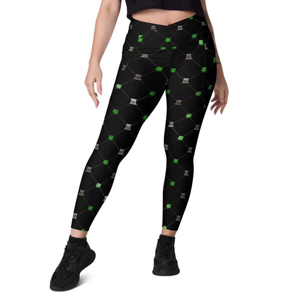 Shamrock Clover St. Patrick’s Day Crossover leggings with pockets - Image 4