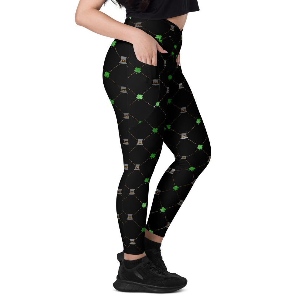 Shamrock Clover St. Patrick’s Day Crossover leggings with pockets