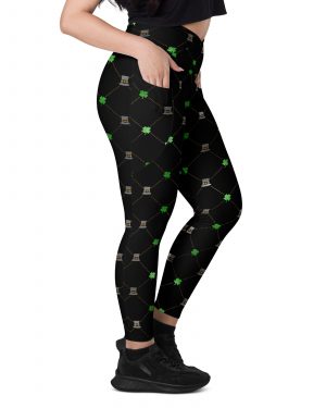 Shamrock Clover St. Patrick’s Day Crossover leggings with pockets