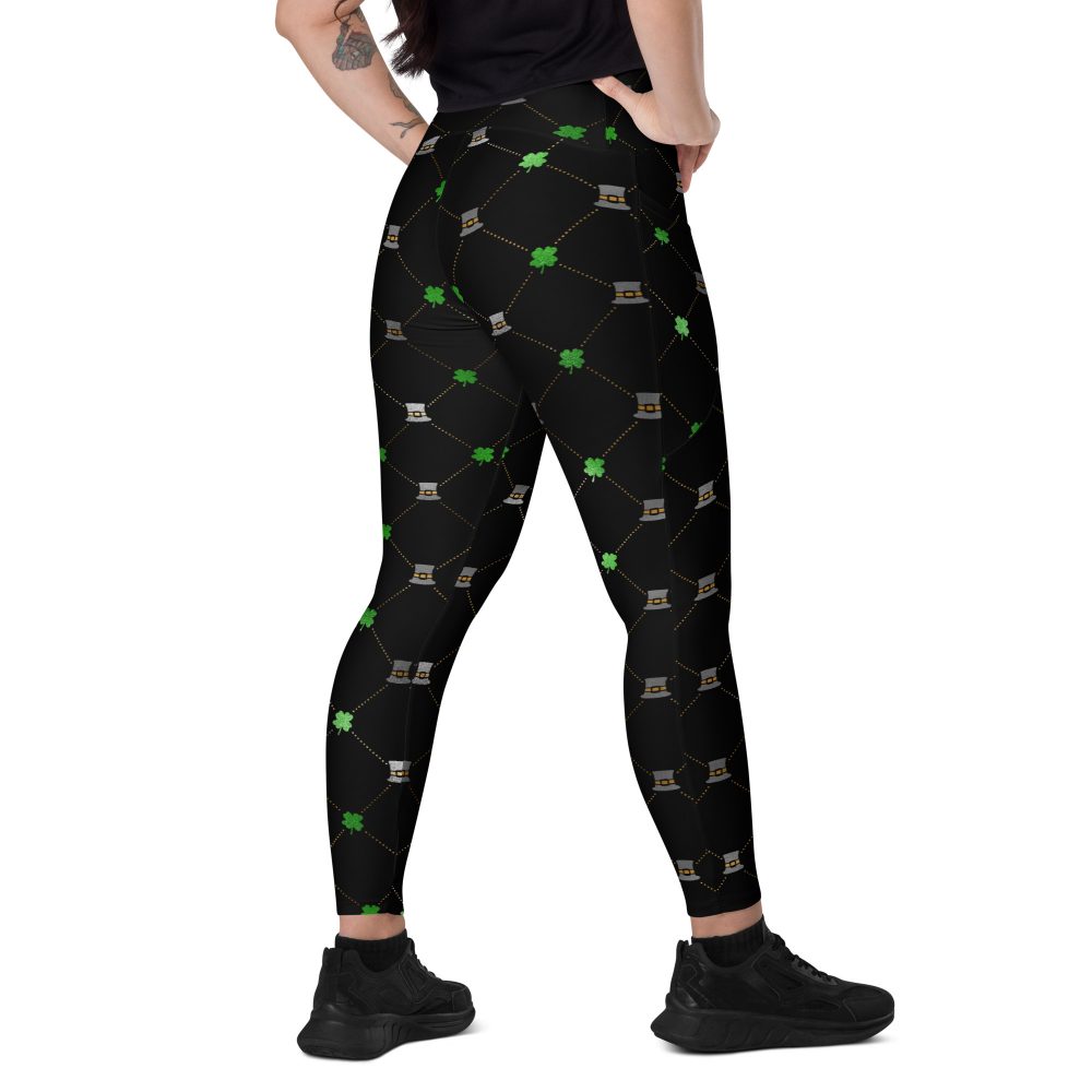 Shamrock Clover St. Patrick’s Day Crossover leggings with pockets - Image 2