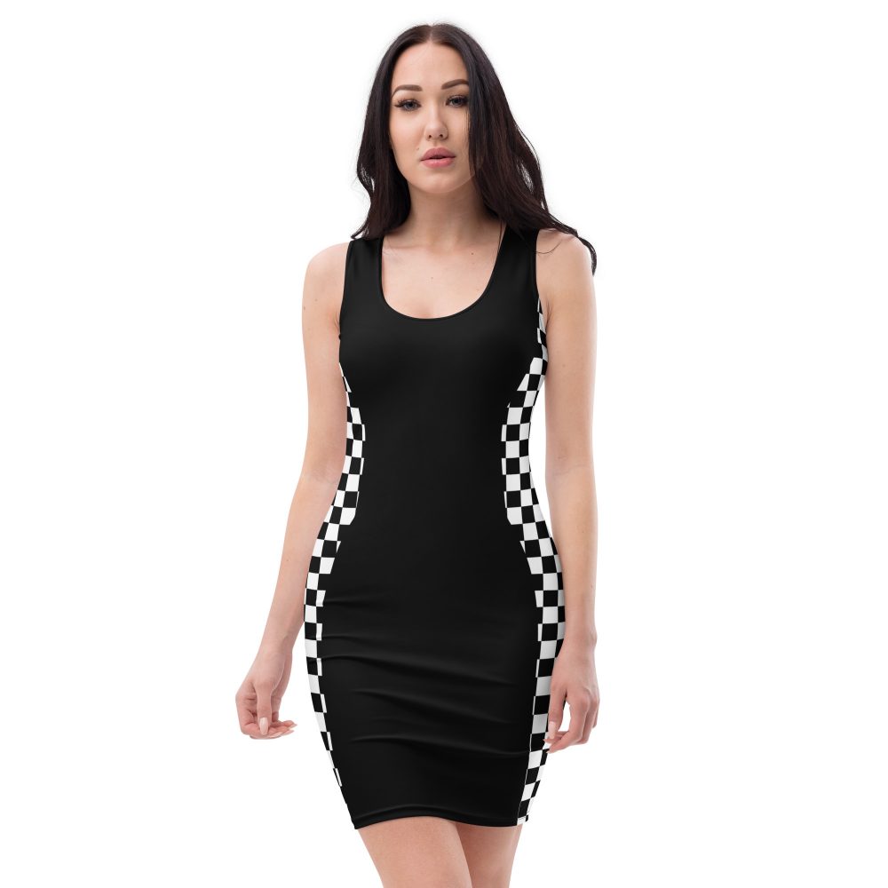 Checkered Flag Racing Dress Fitted Grid Girl Bodycon Costume
