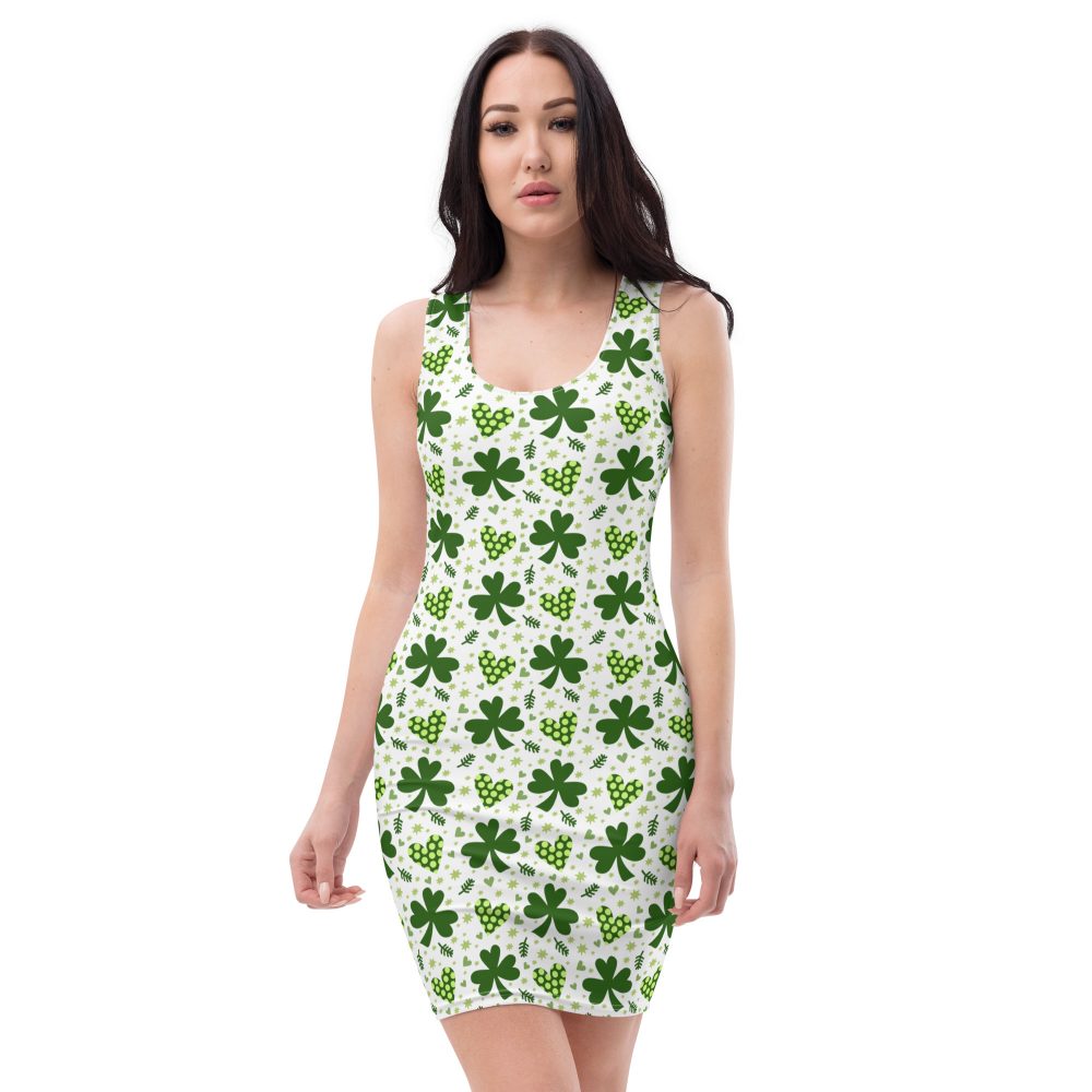 St Patrick’s Day Irish Shamrock Clover Fitted Bodycon Dress