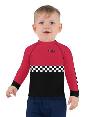Kid’s Pit Crew Costume Checkered Flag Racing Long Sleeve Shirt