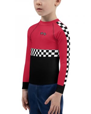 Kid’s Pit Crew Costume Checkered Flag Racing Long Sleeve Shirt