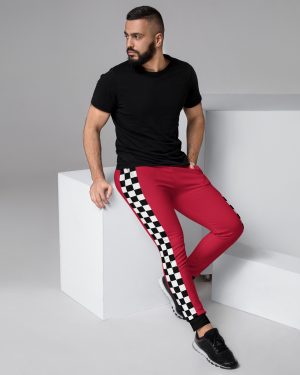 Pit Crew Costume Checkered Flag Race Track Men’s Joggers