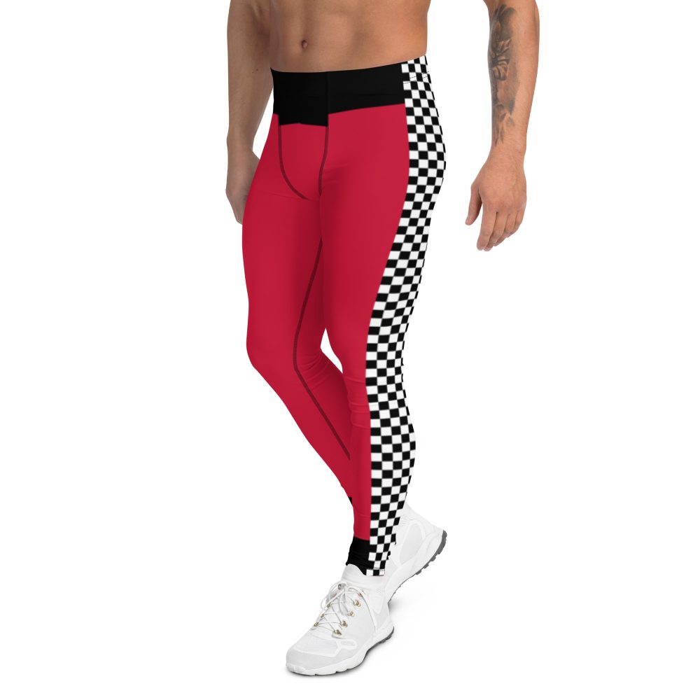 Pit Crew Costume Checkered Flag Race Track Men's Leggings