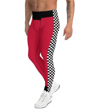 Pit Crew Costume Checkered Flag Race Track Men’s Leggings