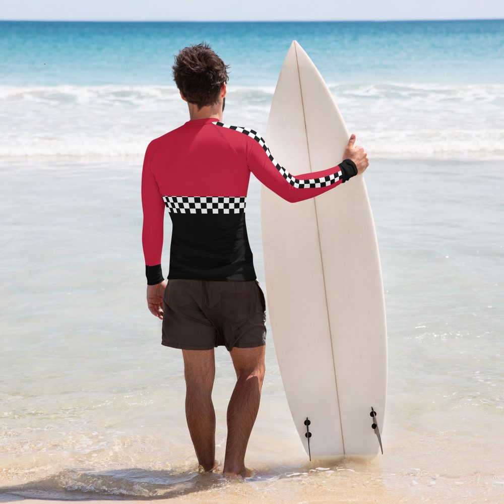 Men's Pit Crew Costume Checkered Flag Racing Rash Guard - Image 2