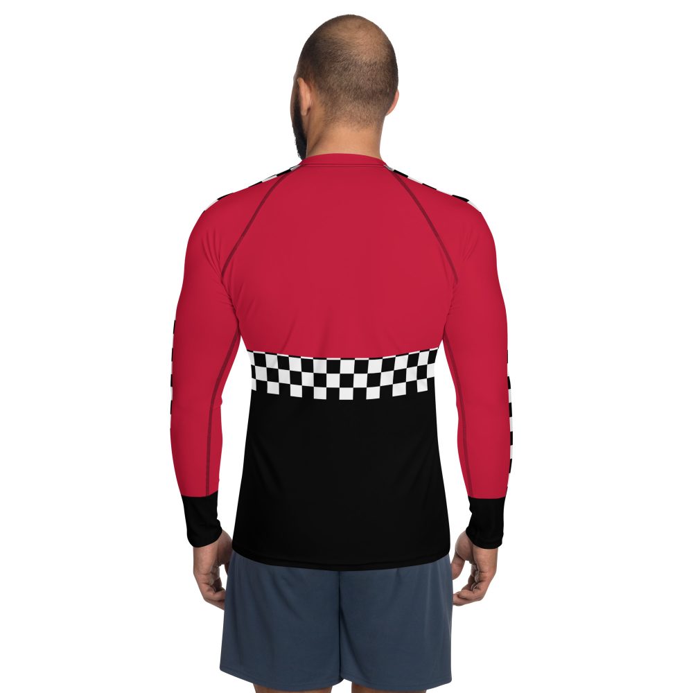 Men's Pit Crew Costume Checkered Flag Racing Rash Guard - Image 5
