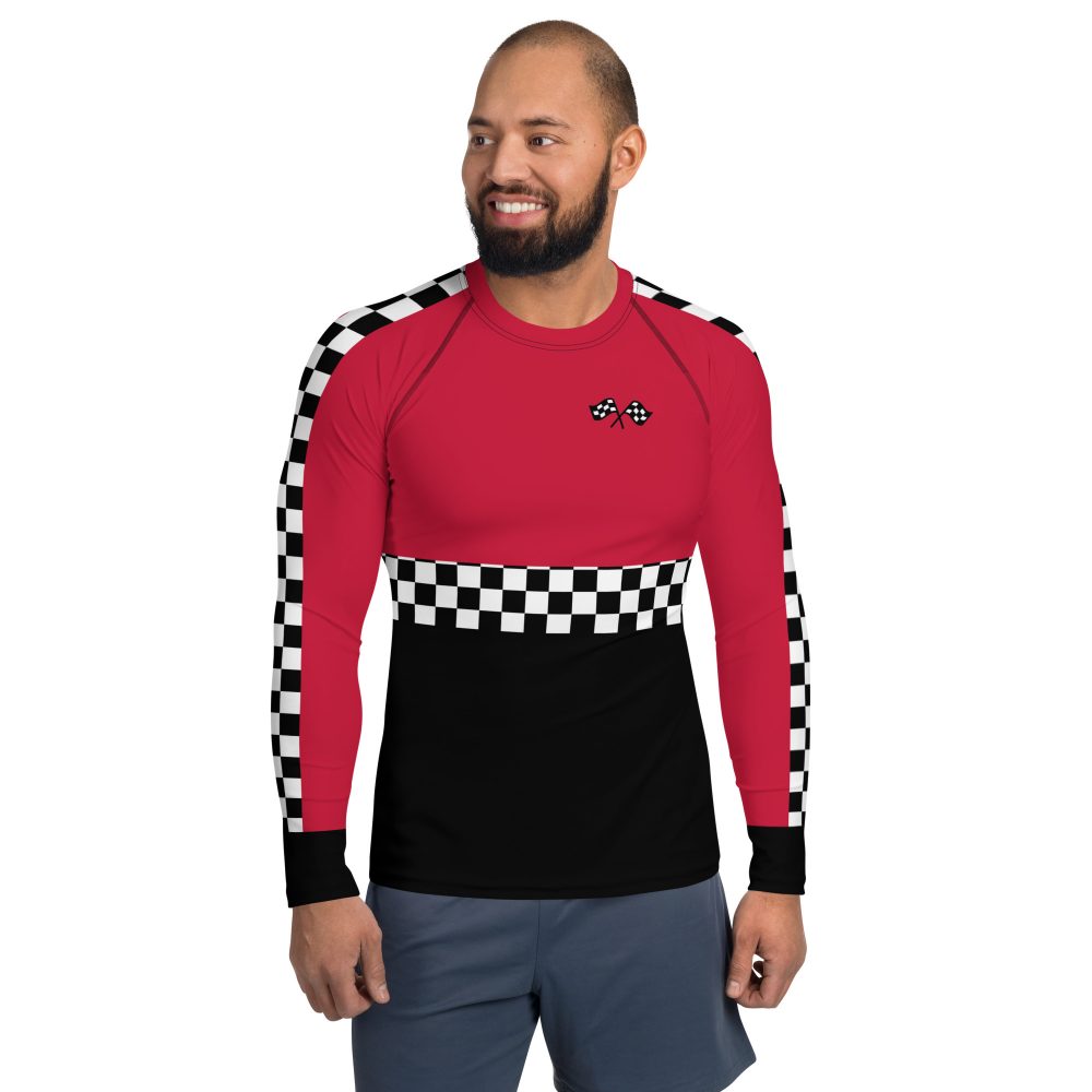 Men's Pit Crew Costume Checkered Flag Racing Rash Guard - Image 4