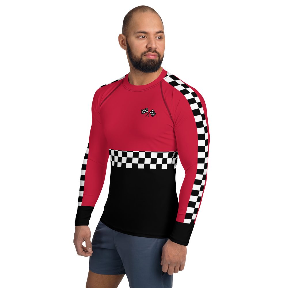 Men's Pit Crew Costume Checkered Flag Racing Rash Guard