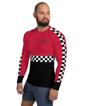 Men’s Pit Crew Costume Checkered Flag Racing Rash Guard