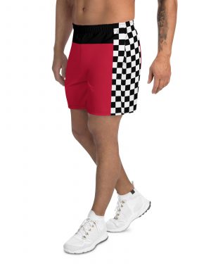 Pit Crew Costume Checkered Flag Race Track Men’s Athletic Shorts