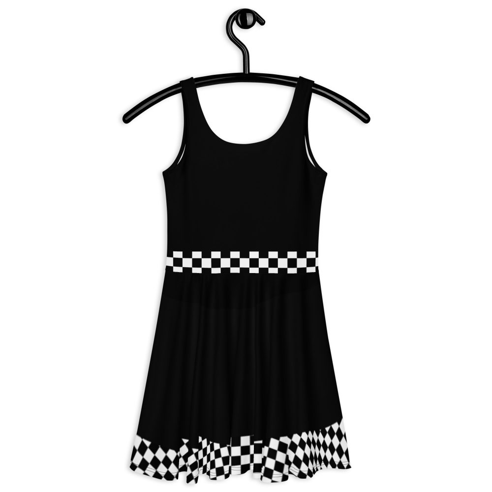 Checkered Flag Racing Dress Fitted Grid Girl Costume Skater Dress - Image 3