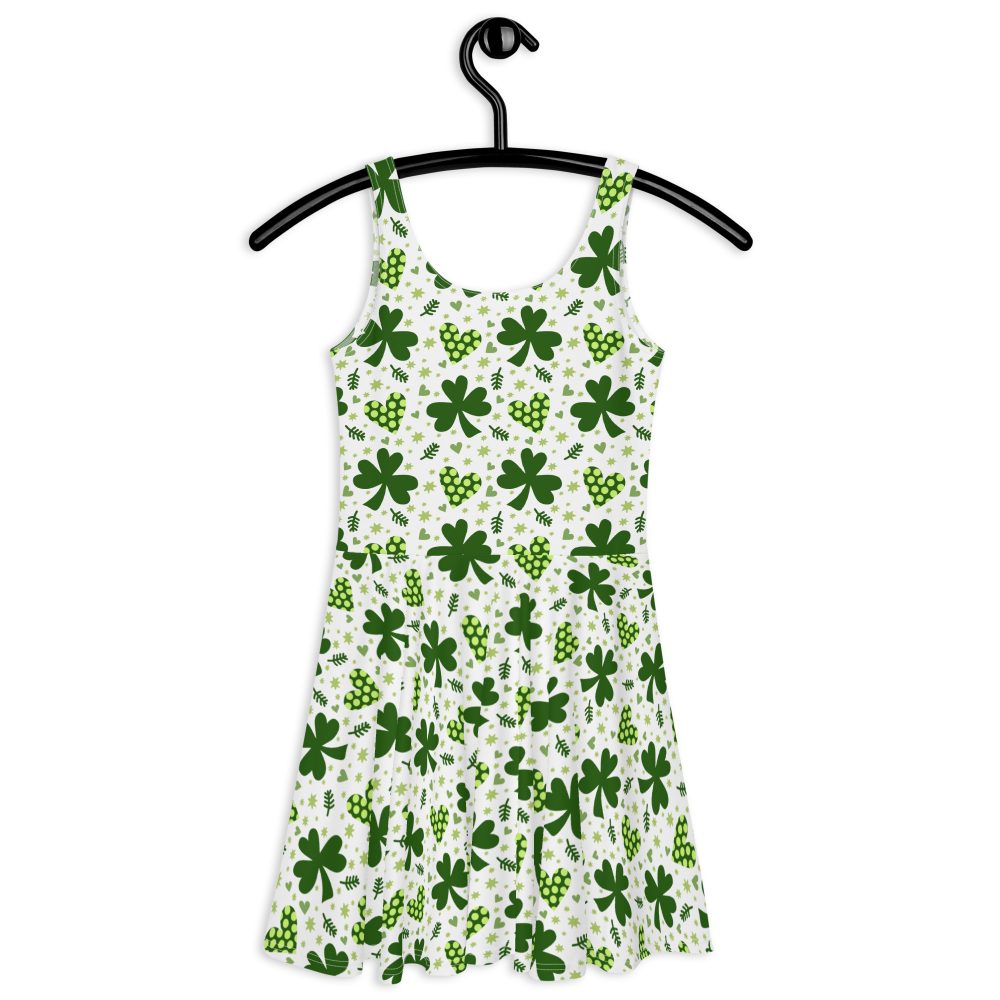 St Patrick’s Day Irish Shamrock Clover Skater Dress - Image 3