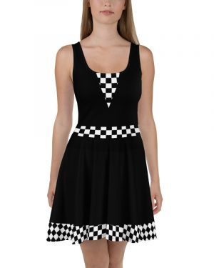 Checkered Flag Racing Dress Fitted Grid Girl Costume Skater Dress