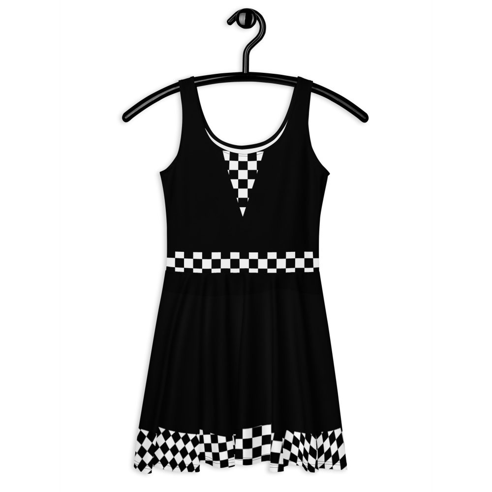 Checkered Flag Racing Dress Fitted Grid Girl Costume Skater Dress - Image 2