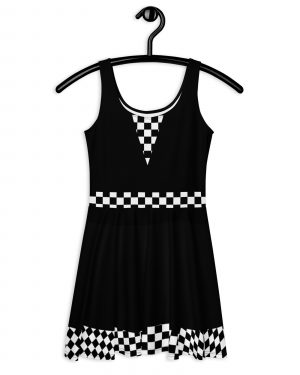 Checkered Flag Racing Dress Fitted Grid Girl Costume Skater Dress