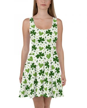 St Patrick’s Day Irish Shamrock Clover Skater Dress