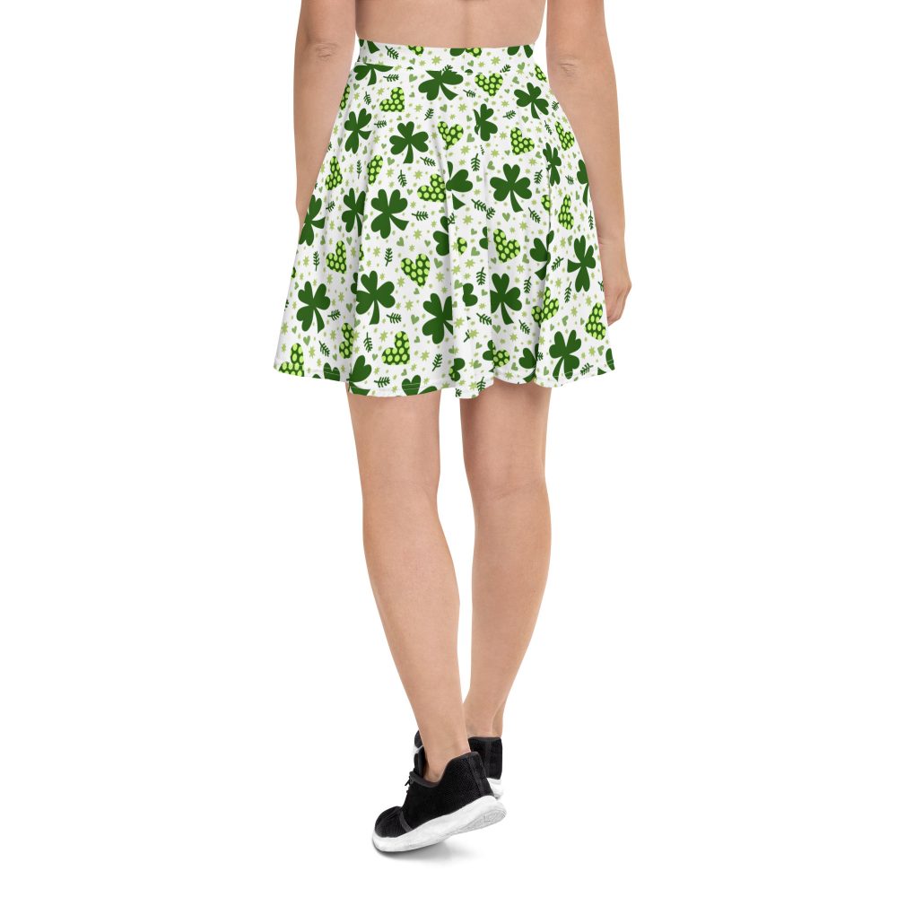 St Patrick’s Day Irish Shamrock Clover Skater Skirt - Image 2