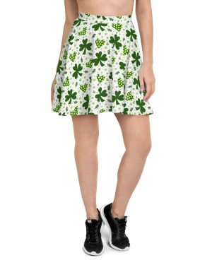 St Patrick’s Day Irish Shamrock Clover Skater Skirt