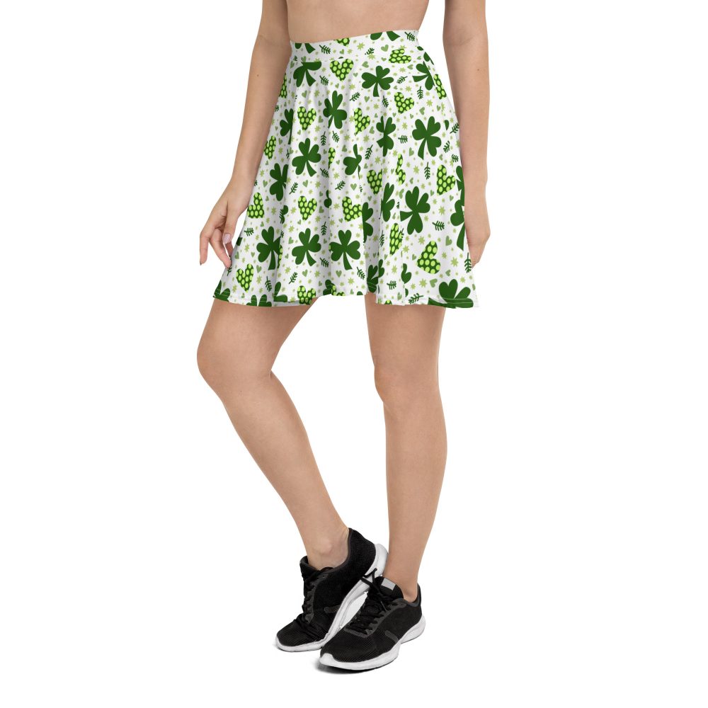 St Patrick’s Day Irish Shamrock Clover Skater Skirt - Image 3