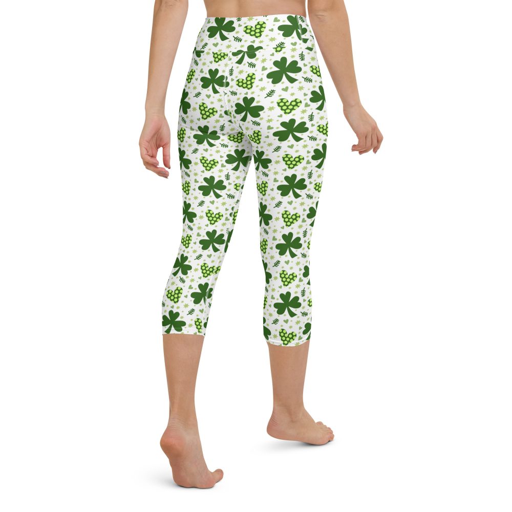 St Patrick's Day Irish Shamrock Clover Yoga Capri Leggings - Image 6