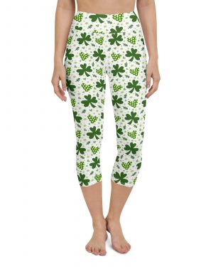 St Patrick’s Day Irish Shamrock Clover Yoga Capri Leggings