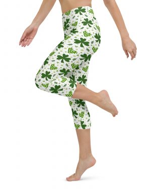 St Patrick’s Day Irish Shamrock Clover Yoga Capri Leggings