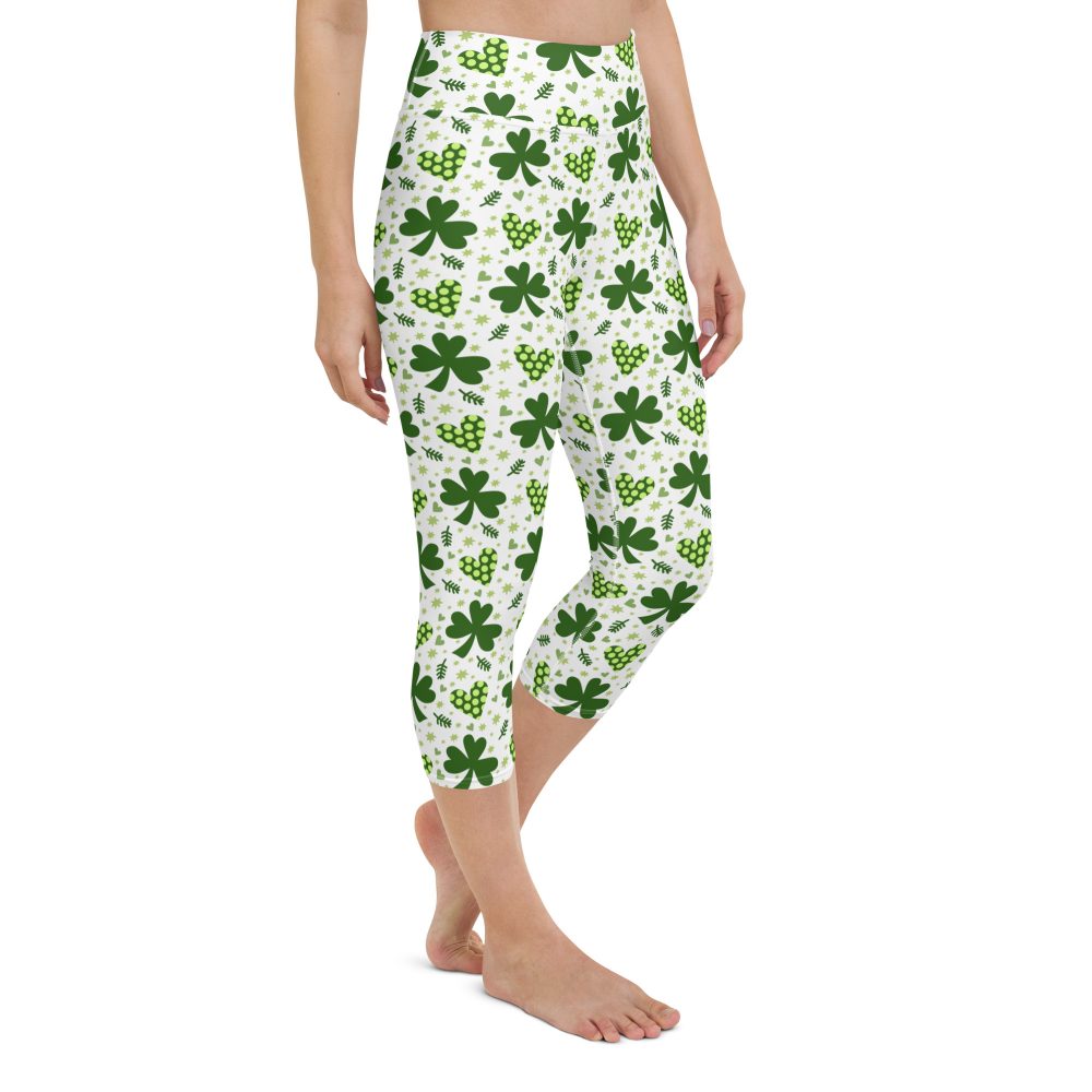 St Patrick's Day Irish Shamrock Clover Yoga Capri Leggings - Image 5