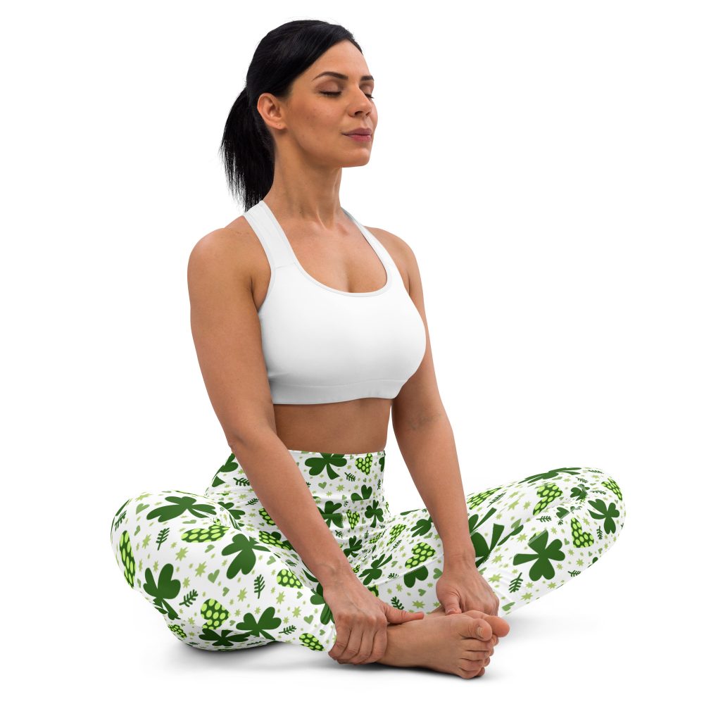 St Patrick's Day Irish Shamrock Clover Yoga Leggings - Image 3