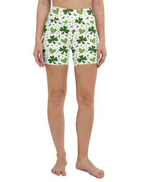 St Patrick’s Day Irish Shamrock Clover Yoga Shorts