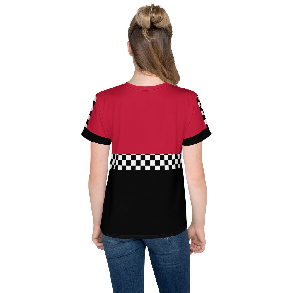 Teen Pit Crew Costume Checkered Flag Racing Crew Neck T-Shirt - Image 6