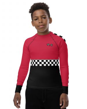Teen Pit Crew Costume Checkered Flag Racing Youth Long Sleeve Shirt
