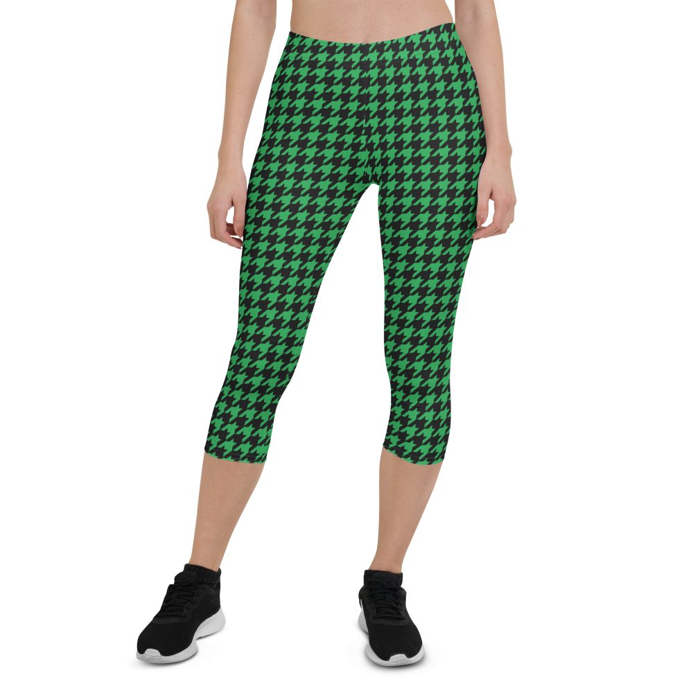 Green Houndstooth St. Patrick’s Day Capri Leggings